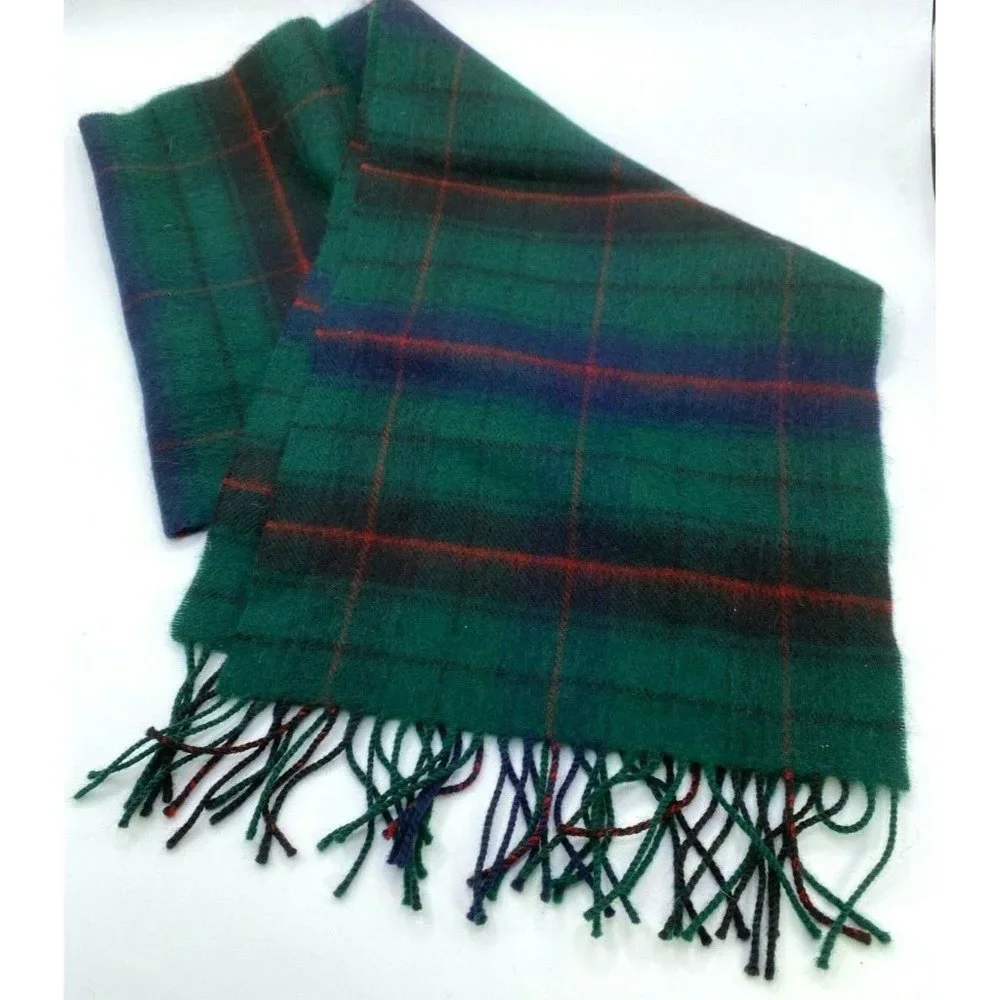 HIGHLANDER COLLECTION by LOHCARRON Scarf Plaid 100% Wool Green 58